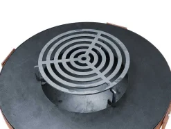 Vente-unique Buitenkeuken-Vuurkorf, Barbecue En Plancha 3 In 1 Van Staal Corten L70 X H80 X D70 Cm - Grezio