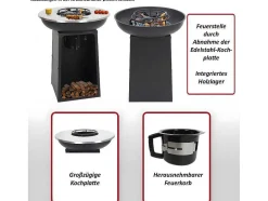 Vente-unique Buitenkeuken-Vuurschaal Met Grillplaat Mcw-K97, O66Cm Zwart