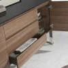 Angel Cerda Buffetkast-Walnoot Dressoir Met Zwart Glazen Blad 3060