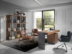 Angel Cerda Bureaumeubel-Walnoot En Stalen Bureau 3237