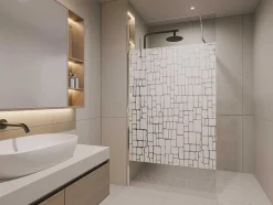 Shower & Design Douchewand-Wand Voor Inloopdouche Laura Van Gezeefdrukt Glas - 120X190 Cm