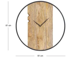 OZAIA Wandklok-Wandklok In Twee Materialen - D61 Cm - Hout En Metaal - Licht Hout En Zwart - Galou