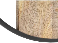 OZAIA Wandklok-Wandklok In Twee Materialen - D61 Cm - Hout En Metaal - Licht Hout En Zwart - Galou