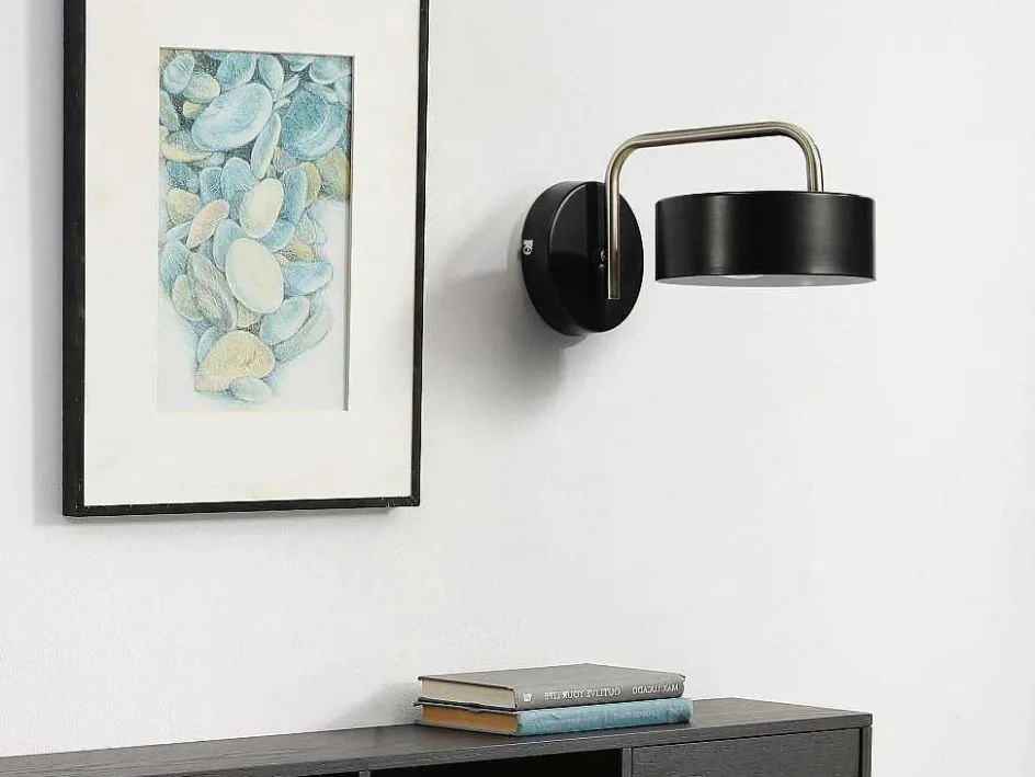 OZAIA Wandlamp-Wandlamp Met Vintage-Stijl Van Metaal - L24 X H14,5 Cm - Zwart En Goud - Otilie