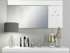 Vente-unique Spiegel-Wandspiegel Met 3 Haken - L. 120 X H. 60 - Wit - Niklos