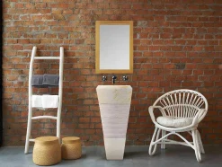 Shower & Design Wastafel-Wastafel Badkamer Op Voet Van Marmer Mido - Kleur Creme En Grijs