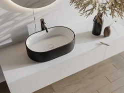Shower & Design Wastafel-Wastafel Iwa - Tweekleurig Zwart En Binnenkant Wit