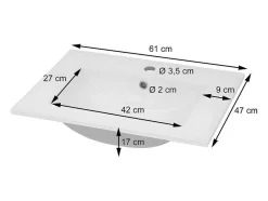 Vente-unique Wastafel-Wastafel Mcw-D16, 61Cm 18Mm Rand