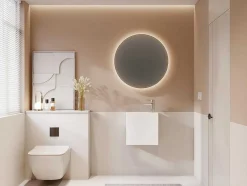 Shower & Design Muurkast Badkamer-Wastafel Van Solid Surface Met Nis - Wit - 40 Cm - Pumori