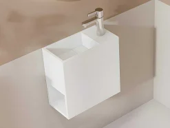 Shower & Design Muurkast Badkamer-Wastafel Van Solid Surface Met Nis - Wit - 40 Cm - Pumori
