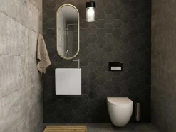 Shower & Design Muurkast Badkamer-Wastafel Van Solid Surface Met Nis - Wit - 40 Cm - Pumori