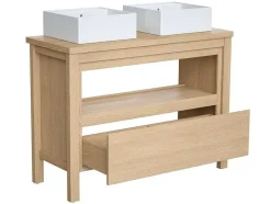 Vente-unique Dubbele Wastafel-Wastafelmeubel Met Dubbele Opzetwastafel - Eikenfineer - 120 Cm - Cosmoti