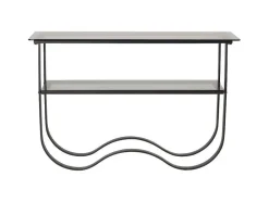 Furniture Fashion Sidetable-Wavy Sidetable Met Plank 34X117 Cm Zwart.