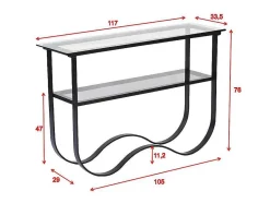 Furniture Fashion Sidetable-Wavy Sidetable Met Plank 34X117 Cm Zwart.