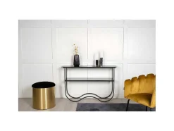 Furniture Fashion Sidetable-Wavy Sidetable Met Plank 34X117 Cm Zwart.