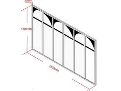 Vente-unique Glazen Binnenraam-Werkplaatsraam Art Deco Van Gepoedercoat Aluminium 180 X 130 Cm - Zwart - Arcadea
