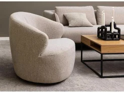 Vente-unique Fauteuil Met Holle Rugleuning-West Fauteuil Draaifunctie, Terugkeer Beige.