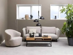 Vente-unique Fauteuil Met Holle Rugleuning-West Fauteuil Draaifunctie, Terugkeer Beige.