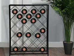 OZAIA Opbergaccessoire-Wijnfleshouder Voor 32 Flessen - L55 X H71 Cm - Metaal - Zwart - Bolinar