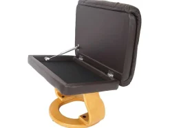 Vente-unique Fauteuil Leer-Windsor Xxl Relaxfauteuil Met Kruk, Bruin, Natuurlijk Bruin
