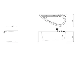 Shower & Design Massagebad-Wit Asymmetrisch Bubbelbad - 1 Plaats - 160 X 75 Cm - Hoek Rechts - Tabana