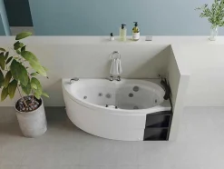 Shower & Design Massagebad-Wit Asymmetrisch Bubbelbad - 1 Plaats - 150 X 100 Cm - Hoek Rechts - Tabana
