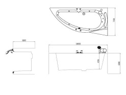 Shower & Design Massagebad-Wit Asymmetrisch Bubbelbad - 1 Plaats - 150 X 100 Cm - Hoek Rechts - Tabana