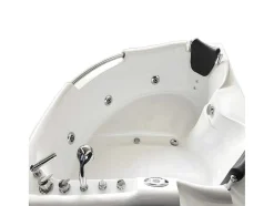 ELITESHOPPING Massagebad-Wit Bubbelbad 150 X 150 Cm Chromotherapie 9 Jets Alyssa