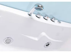ELITESHOPPING Massagebad-Wit Bubbelbad 180 X 120 Cm Chromotherapie 8 Jets Poppy