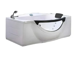 ELITESHOPPING Massagebad-Wit Bubbelbad 180 X 96 Cm Met Frontglas 9 Jets Jasmine