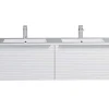 Vente-unique Dubbele Wastafel-Wit Hangmeubel Voor Badkamer Met Groeven Met Dubbele Inbouwwastafel - 120 Cm - Latoma