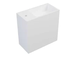 Shower & Design Muurkast Badkamer-Witte Hangende Wastafel Van Solid Surface Met Nis - Kraan Links - 40 Cm - Pumori