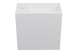 Shower & Design Muurkast Badkamer-Witte Hangende Wastafel Van Solid Surface Met Nis - Kraan Links - 40 Cm - Pumori