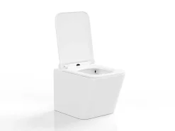 Vente-unique Hangend Toilet-Witte Hang-Wc Van Keramiek Zonder Rand - Clemona