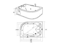 ELITESHOPPING Massagebad-Witte Hottub 170 X 115 Cm Voor 2 Personen 15 Jets Tulip