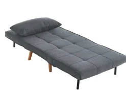 Vente-unique Uitklapbare Fauteuil-Xl Eenpersoons-Slaapbank Chila Van Stof - Grijs
