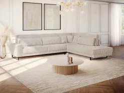 Maison Céphy Speciale Modellen Zitbanken & Fauteuils-Xxl Hoekbank Van Beige Ribfluweel Tessio Van Maison Cephy