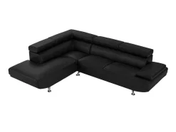 Vente-unique Kunstleren Zitbank-Xxl Hoekbank Van Kunstleer Romain - Zwart - Hoek Links