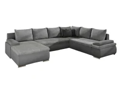 Vente-unique Xxl Hoekbank-Xxl Hoekbedbank Omkeerbaar Van Kunstleer En Stof Dakota - Grijs