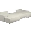 Vente-unique Xxl Hoekbank-Xxl Hoekslaapbank Van Beige Ribfluweel Amelia