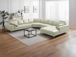 LINEA SOFA Xxl Hoekbank-Xxl Zevenzitsbank Hoogwaardig Leer Donatello Ii - Ivoor - Hoek Rechts