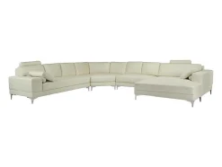 LINEA SOFA Xxl Hoekbank-Xxl Zevenzitsbank Hoogwaardig Leer Donatello Ii - Ivoor - Hoek Rechts