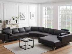 LINEA SOFA Xxl Hoekbank-Xxl Zevenzitsbank Hoogwaardig Leer Donatello Ii - Bruin - Hoek Rechts