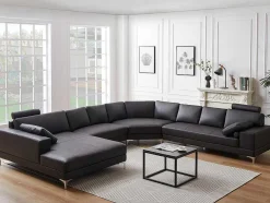LINEA SOFA Xxl Hoekbank-Xxl Zevenzitsbank Hoogwaardig Leer Donatello Ii - Bruin - Hoek Links