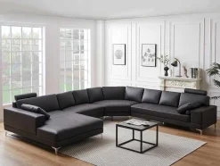 LINEA SOFA Xxl Hoekbank-Xxl Zevenzitsbank Hoogwaardig Leer Donatello Ii - Bruin - Hoek Links