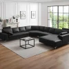 LINEA SOFA Xxl Hoekbank-Xxl Zevenzitsbank Hoogwaardig Leer Donatello Ii - Zwart - Hoek Rechts