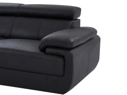 Vente-unique Xxl Hoekbank-Xxl Zevenzitsbank Van Leer Elevanto - Zwart - Hoek Rechts
