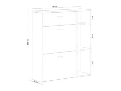 Skraut Home Schoenenkast-Zapatero Furniture, Windmodel, 90X26X101.5Cm, Tegroep Hall En Hall, Grijs En Eiken, Moderne Stijl