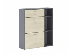 Skraut Home Schoenenkast-Zapatero Furniture, Windmodel, 90X26X101.5Cm, Tegroep Hall En Hall, Grijs En Eiken, Moderne Stijl
