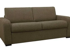 Vente-unique Slaapbank Met Matras-3-Zits Express Slaapbank Van Olijfgroene Stof - Matras 14 Cm - Bevis